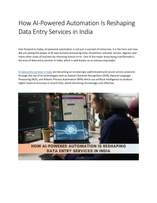 How AI-Powered Automation Is Reshaping Data Entry Services in India