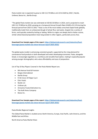 Pasta Market 2025-2032