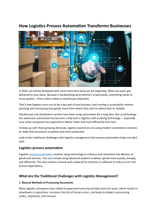 How Logistics Process Automation Transforms Businesses