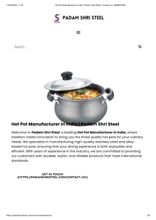 Reliable Hot Pot Manufacturer in India
