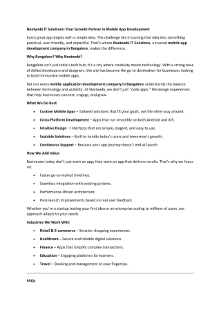 Nextwebi IT Solutions: Your Growth Partner in Mobile App Development