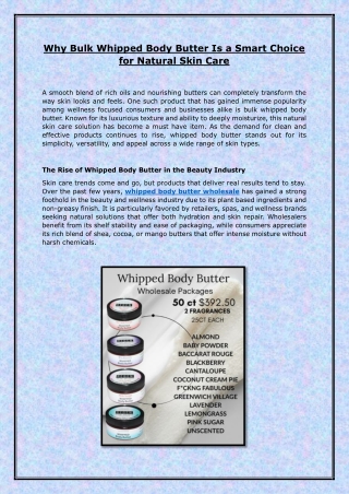 Why Bulk Whipped Body Butter Is a Smart Choice for Natural Skin Care