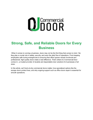 Commercial Metal Door Replacement – DJ Commercial Door