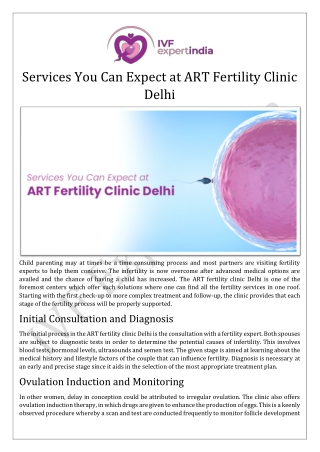 Services You Can Expect at ART Fertility Clinic Delhi