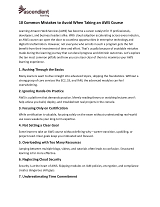 10 Common Mistakes to Avoid When Taking an AWS Course