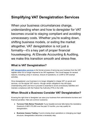 Simplifying VAT Deregistration Services