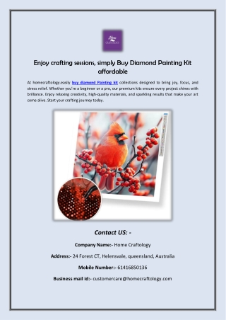 Enjoy crafting sessions, simply Buy Diamond Painting Kit affordable