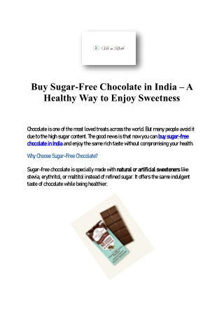 Buy Sugar-Free Chocolate in India | Healthy Guilt-Free Treats