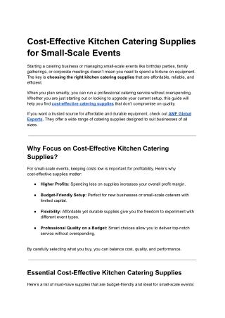 Cost-Effective Kitchen Catering Supplies for Small-Scale Events