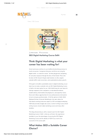 SEO Digital Marketing Course Delhi