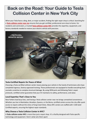 Back on the Road- Your Guide to Tesla Collision Center in New York City