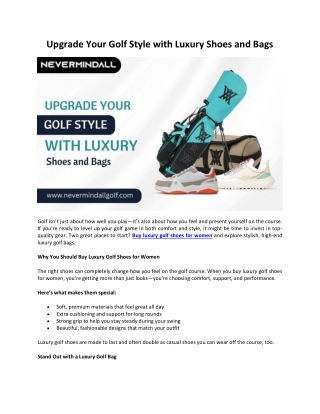 Upgrade Your Golf Style with Luxury Shoes and Bags - Nevermindall USA