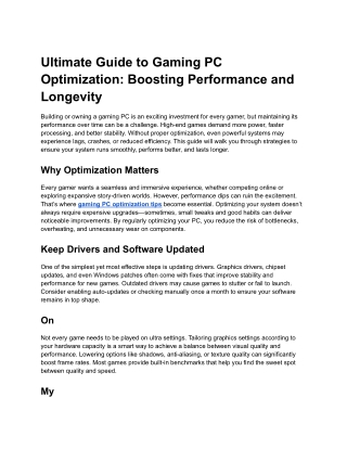 Ultimate Guide to Gaming PC Optimization_ Boosting Performance and Longevity