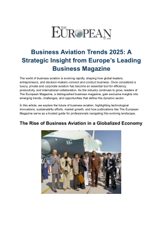 Leading European Magazines – Insights in Business & Finance