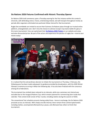 Six Nations 2026 Runs in Six Weeks