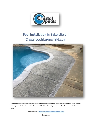 Pool Installation in Bakersfield | Crystalpoolsbakersfield.com