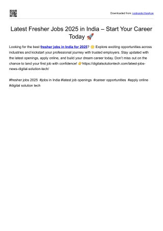 Fresher Jobs 2025 India – Latest Career Opportunities for Graduates