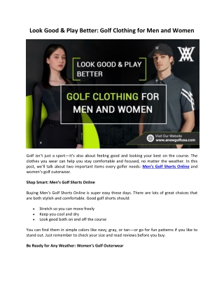 Look Good & Play Better Golf Clothing for Men and Women - Anew Golf USA