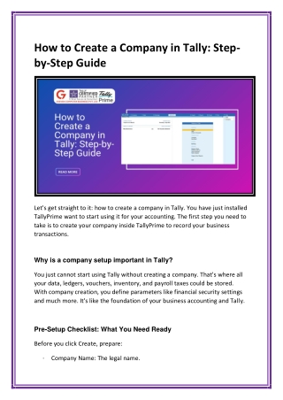 How to Create a Company in Tally Step-by-Step Guide - Gseven