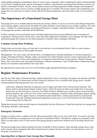 Emergency Preparedness: Ensuring Your Garage Door Works When It Matters Most in