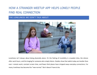 Stranger Meetup App – Connect Beyond Dating
