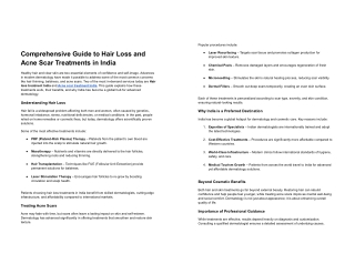 Comprehensive Guide to Hair Loss and Acne Scar Treatments in India