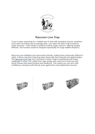 Raccoon Live Trap – Built Strong by Comstock Custom Cage