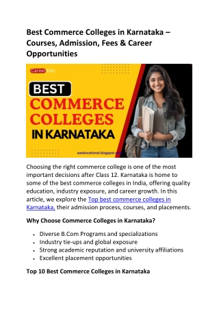 Best Commerce Colleges in Karnataka