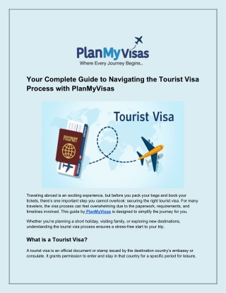 Your Complete Guide to Navigating the Tourist Visa Process with PlanMyVisas