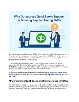 Why Outsourced QuickBooks Support Is Popular Among SMBs