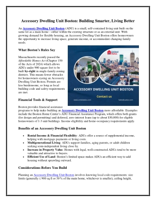 Accessory Dwelling Unit Boston: Building Smarter, Living Better