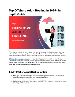 Offshore Adult Hosting – Safe, Private & Fast Hosting Services
