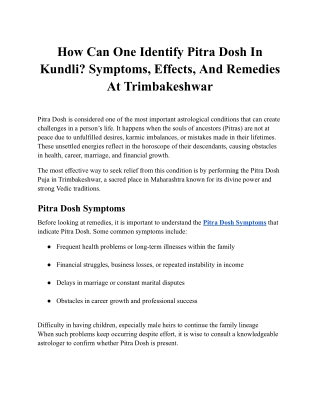 How Can One Identify Pitra Dosh In Kundli_ Symptoms, Effects, And Remedies At Trimbakeshwar