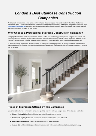 London’s Best Staircase Construction Companies