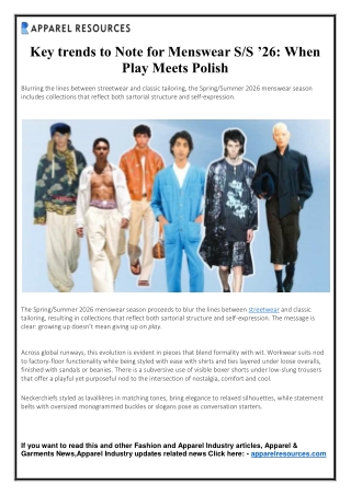 Key trends to Note for Menswear S-S ’26 - When Play Meets Polish