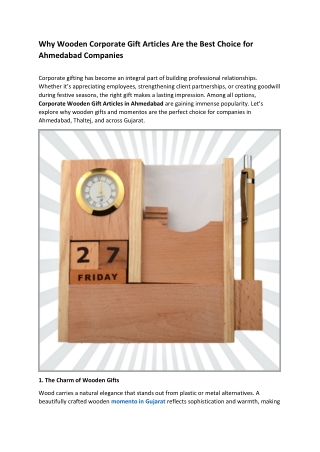 Why Wooden Corporate Gift Articles Are the Best Choice for Ahmedabad Companies