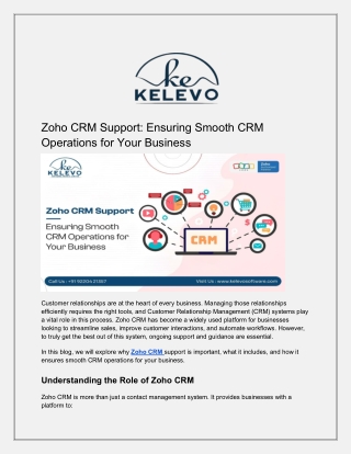 Zoho CRM Support Ensuring Smooth CRM Operations for Your Business