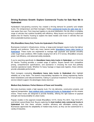 Driving Business Growth_ Explore Commercial Trucks for Sale Near Me in Hyderabad