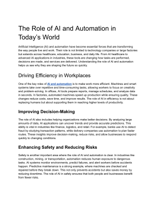 The Role of AI and Automation in Today’s World