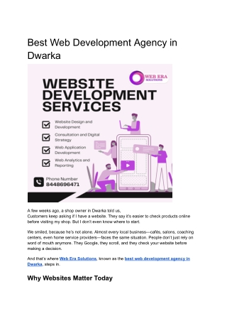 Best Web Development Agency in Dwarka