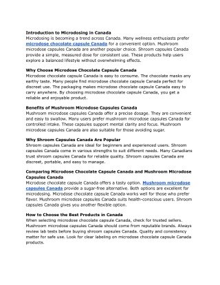 Are Microdose Chocolate Capsule Canada Products the Best Choice for Your Wellnes