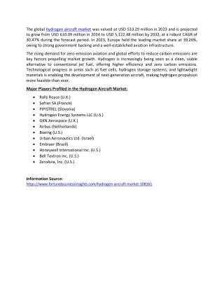 Hydrogen Aircraft Market Size and Regional Forecast 2025–2032