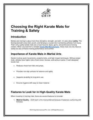 Choosing the Right Karate Mats for Training