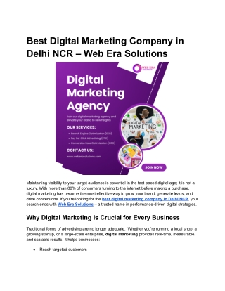 Best Digital Marketing Company in Delhi NCR – Web Era Solutions