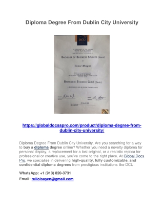 Diploma Degree From Dublin City University