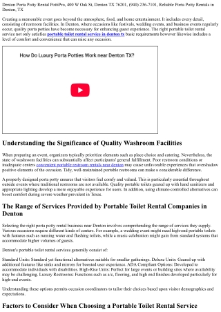 Enhancing Guest Experience with Quality Porta Potties at Occasions in Denton.