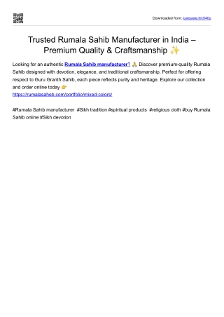 Trusted Rumala Sahib Manufacturer in India –Premium Quality & Craftsmanship ✨