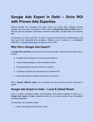 Google Ads Expert in Delhi – Drive ROI with Proven Ads Expertise