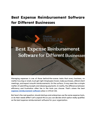 Best Expense Reimbursement Software for Different Businesses