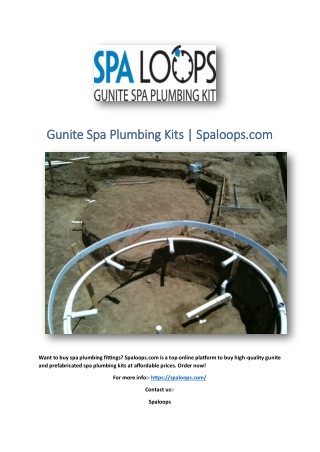 Gunite Spa Plumbing Kits | Spaloops.com